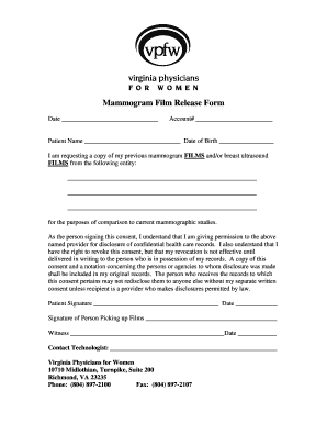 Mammography Services Consent Form