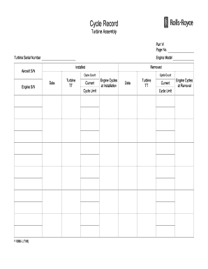 Turbine Assembly Record Form