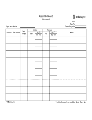 Engine Assembly Record Form
