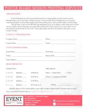 Poster Printing Service Order Form
