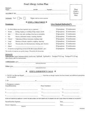Food Allergy Action Plan