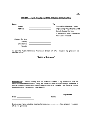 Public Grievance Registration Form