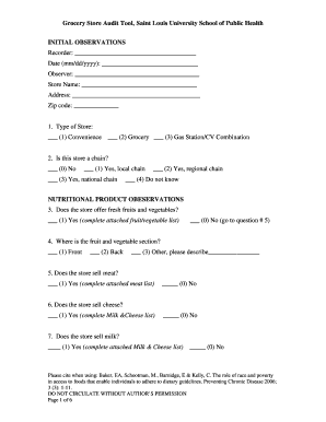 Grocery Store Audit Tool
