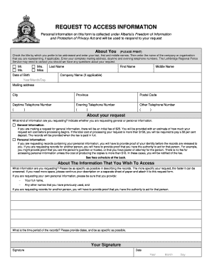 Alberta Freedom of Information Request Form