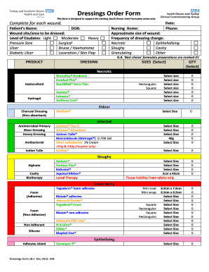 Dressings Order Form