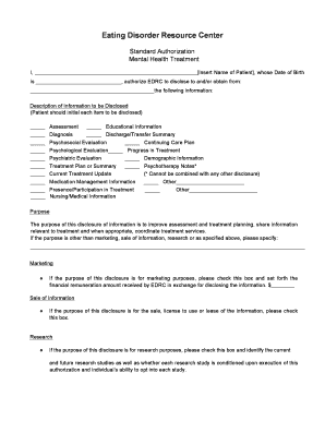 Mental Health Treatment Authorization Form