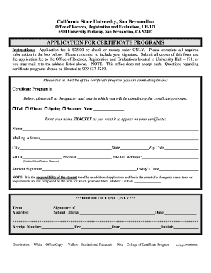 California Certificate Program Application