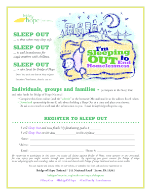 Sleep Out Fundraising Registration Form