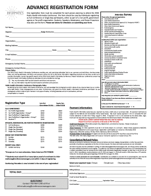 2016 Public Health Informatics Conference Registration Form