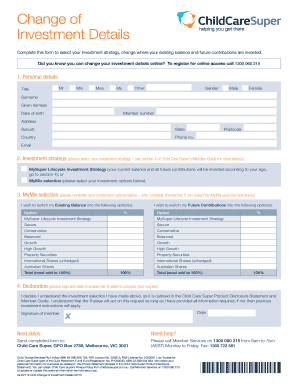 Change of Investment Details Form