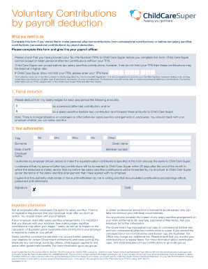 Child Care Super Payroll Deduction Form