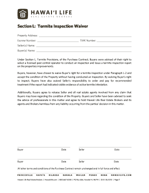 Hawaii Termite Inspection Waiver