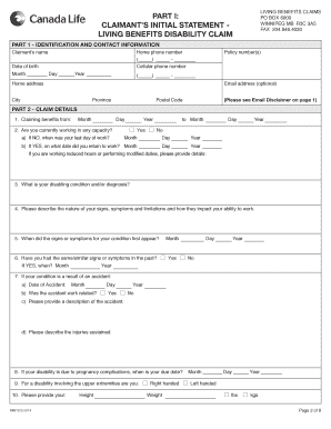 Canada Life Individual Disability Claim Form