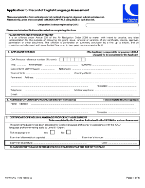 UK CAA English Language Assessment Application