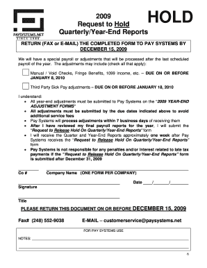2009 Year-End Adjustment Request Form