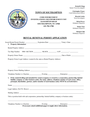 Rental Renewal Permit Application
