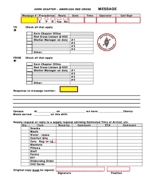American Red Cross Shelter Report Form
