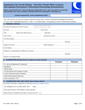 Application for Fourth Sitting – Part-FCL Private Pilot’s Licence