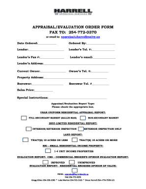 Appraisal Evaluation Order Form