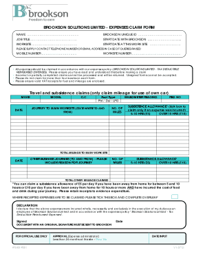 Brookson Solutions Expense Claim Form