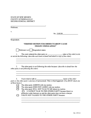 Verified Motion for Order to Show Cause
