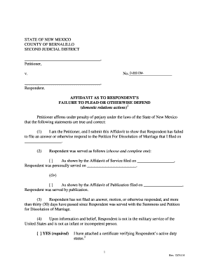 Affidavit of Respondent's Failure to Defend