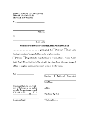 Notice of Change of Address