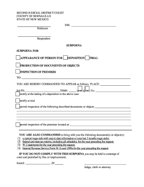 New Mexico Subpoena Form