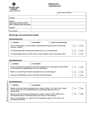 Swedish Plant Import Control Checklist