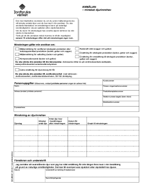 Swedish Animal Inventory Reduction Form