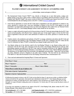 ICC Anti-Doping Code Consent Form