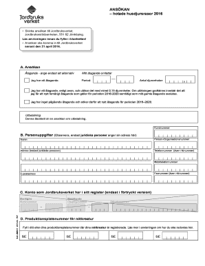 Swedish Livestock Subsidy Application 2016
