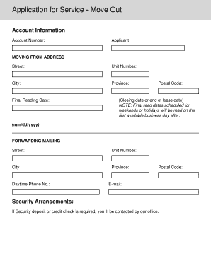 Move Out Application Form
