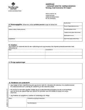 Application for National Dairy Production Support