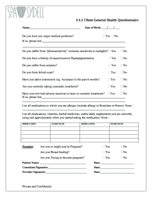 Client General Health Questionnaire