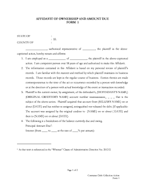 Affidavit of Ownership and Amount Due