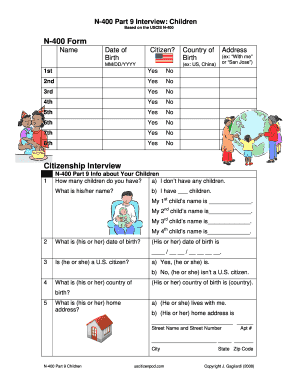 USCIS N-400 Part 9 Children Interview Form