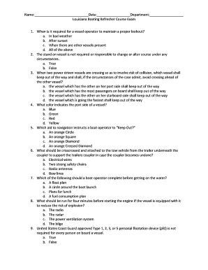 Louisiana Boating Refresher Course Exam