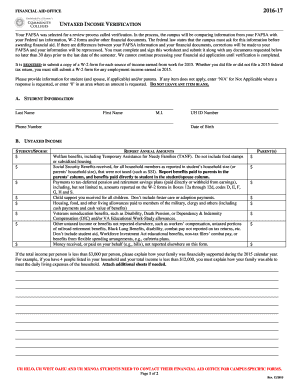 2016-17 Untaxed Income Verification Form
