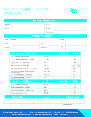 Certificate Application Form