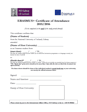 Erasmus+ Certificate of Attendance