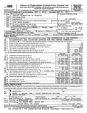 Form 990 Tax Exempt Organization Return