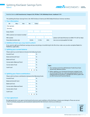 Splitting KiwiSaver Savings Form