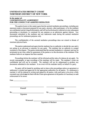 Confidentiality Agreement for Assisted Mediation