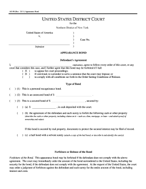 US Federal Court Appearance Bond
