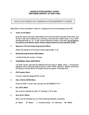 Criminal Fingerprint Card
