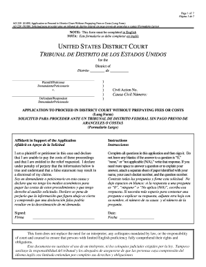 Application to Proceed in District Court Without Prepaying Fees or Costs