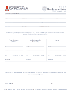 Texas TASFA Financial Aid Application