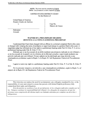 Waiver of a Preliminary Hearing