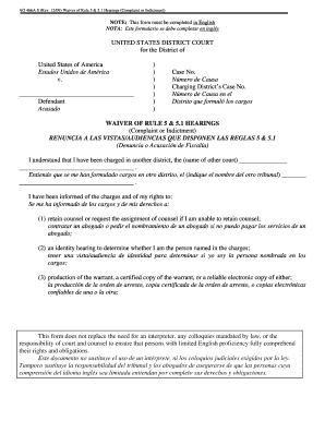 Waiver of Rule 5 & 5.1 Hearings (Complaint or Indictment)